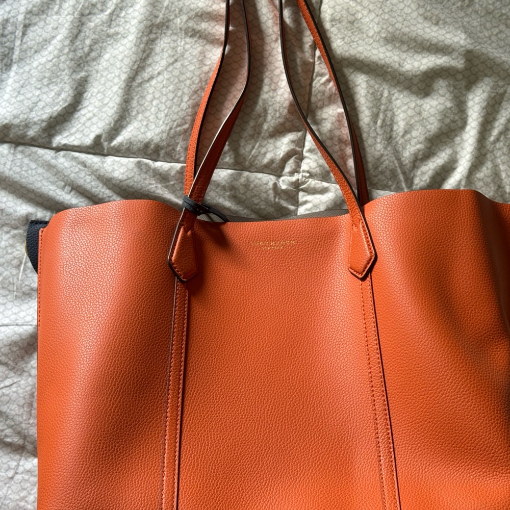 Tory Burch Perry triple compartment Orange Leather Tote - Picture 4 of 13